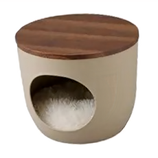 IRIS OHYAMA 愛麗思歐雅瑪 木質天板寵物窩 附毛毛枕 IPH-424 承受10kg 小型犬 貓適用, 灰色 560474, 1個