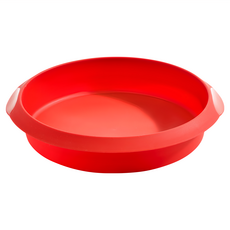 LeKue 矽膠圓形蛋糕模 紅色 10吋 - 烘焙新手必備，輕鬆製作美味蛋糕, 1個
