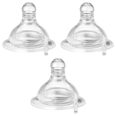 PiYOPiYO 黃色小鴨 媽咪乳感防脹氣寬口徑奶瓶用奶嘴 十字型, 3個月以上, M, 3入