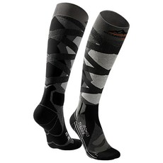 GOLOV.EJOy 經典長筒滑雪襪/運動機能壓力襪, 彈性襪口, 複合立體豆, 襪跟加厚, 透氣排汗, 黑灰色, 1雙, 35~39