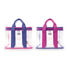 Bagtory HK 百寶袋王 BX07 透明手提包 7L, 27 x 13 x 19cm, 長春花藍 + 風信子紅, 1組