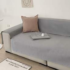 泰迪絨防水沙發墊, 高密度防抓, 布料防水不滲透, 防滑矽膠設計不易滑動, 親膚透氣, 70 x 70cm, 夏梨霧灰