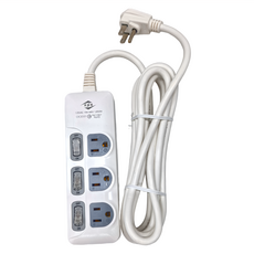 WeiTien 威電 過載斷電3開3座電源線組 125VAC 15A MAX 1650W, 2.7m, 白色, 1個