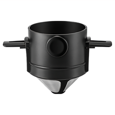 ANTIAN 家用不銹鋼掛耳咖啡滴漏式過濾網/咖啡折疊濾杯/手沖咖啡過濾器, 黑色, 1個