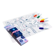 Super Petit 矽膠彩繪餐墊 Set 幼童可塗鴉 可彎曲折疊 清潔後可重複上色, 魔法樹, 1組