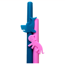 EEeEK 艾克 矽膠造型吸管 240毫米 Ver2 鯊魚1入+貓咪1入, 2入, 1組