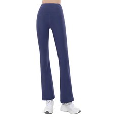 AFAMIC 艾法 韓版新款無縫蜜桃修身彈力喇叭褲, 高腰提臀, 彈力面料, 透氣排汗, 香鯨藍 XL