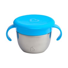 munchkin 滿趣健 豪華不鏽鋼防漏零食杯, 304食品級不鏽鋼, 防漏軟蓋設計, 藍色, 1個