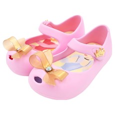 迪士尼 噴墨造型娃娃鞋, 中底滿版印刷, 立體造型蝴蝶結, 魔鬼氈設計, 公主, 150mm