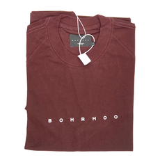 BOHRHOO 簡約字母印花 純棉T恤, S, 暗紅