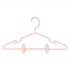 掛頭可旋轉粉彩附夾 台灣製 PP塑膠衣架, 甜美粉, 1組