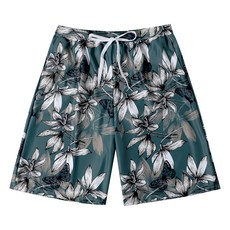 愛北鼻 男生泳褲 XL碼, 1入, 綠色碎花