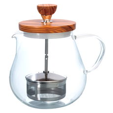 HARIO 好璃奧 橄欖木濾壓茶壺 700ml, 混色, 1個