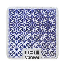 MBM MIT花磚珪藻土吸水杯墊 M - E, 慵懶格調c 藍色 + 白色, 1個