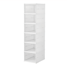 折疊式鞋盒 六層 加大空間 加高間距 輕鬆收納, 34.5 x 25.5 x 105cm, 白色, 1個