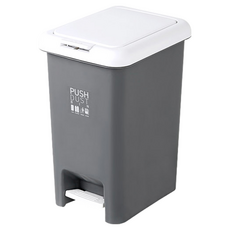 Nature Living 踏板按壓兩用垃圾桶, 有蓋設計, 隔絕異味，保持清新, 20 x 27 x 34cm, 灰色, 1個