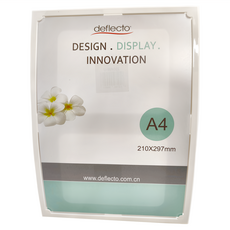 deflecto 迪多 抗眩光曲面展示架，防UV，無毒認證，一體成型，更換簡單快捷, 白色, 1個