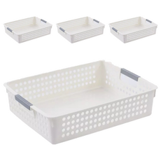 BangJiaShi 幫家適 收納籃 矮款, 大號, 白色, 4個