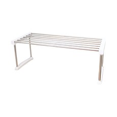 k-living可調式單層碗盤置物架, 銀色, 32~60 x 24 x 22cm, 1個