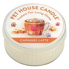 PET HOUSE 室內除臭寵物香氛蠟燭 焦糖拿鐵, 無添加色素, 石蠟, 石油, 可重複使用, 43g, 1罐