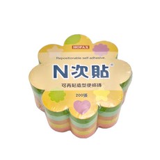 N次貼 造型便條磚, 花朵 螢光 + 模造混款5色, 200張, 6組