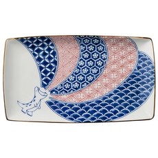 AWASAKA 粟坂 日本美濃燒 長方盤, 江戶噴火龍 白色, 1個