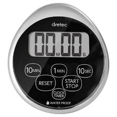 dretec 日本防水滴蛋型時鐘計時器 6按鍵 T-565CRSP 銀黑色, 1個