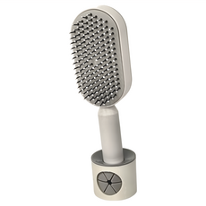 沐慕家居 黏貼收納按壓式梳子 Set，帶支架 白色, 1件