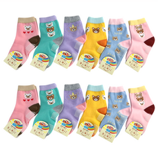 JY SOCKS 靴下屋 振揚 兒童款襪子12雙 - 台灣製造，襪底有止滑顆粒, 好多熊, 3~6歲 15~18cm