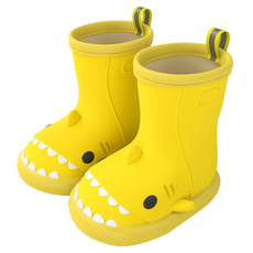 可愛鯊魚 150 黃色 趣味造型兒童雨靴, 1雙