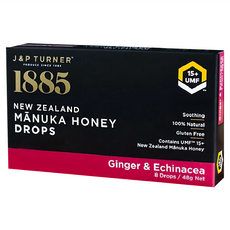 J&P TURNER 1885 頂級麥蘆卡蜂蜜潤喉糖 薑香紫錐菊, 48g, 1盒