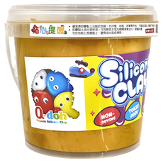 Q-doh 有機矽膠黏土 歡樂柔軟量量桶,薑黃色,1kg,無毒安全, 培養兒童創造力, 1個