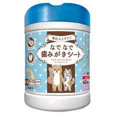 本田 口腔清潔濕巾 犬貓專用 無香 寵物口腔護理 牙齒清潔, 60個, 1瓶