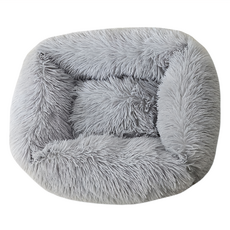 柔軟寵物毛絨床, M, 淺灰色, 1個