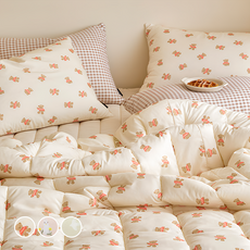 Maatila Hug Me 無塵薄棉被枕頭套組 - 柔軟蓬鬆親膚 透氣速乾 水洗方便, 被子 + 枕頭套, 被子(150 x 200cm) + 枕頭套(50 x 70cm), 泰迪熊