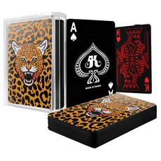 ROYAL 樂友 彩色防水黑鑽撲克牌 彈性耐磨, 非洲豹 黑色, 1盒