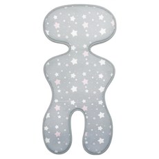 PeNi 培婗 3D立體加大版推車墊 薄灰星星, 100%聚酯纖維, 38*80cm, 灰粉星星, 1個