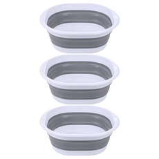 折疊收納洗臉盆 3個, 顏色隨機, 1組