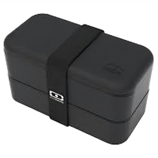 monbento 原創方型便當盒, 14*14*14cm, 1.7L, 食品級, 密封不漏水, 可微波爐使用, 可冷凍, 可用於洗碗機, 黑色, 1個