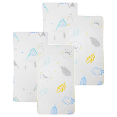 PiYOPiYO 黃色小鴨 雙層水洗印花澡巾 Set - 100%棉 速吸 肌膚秒乾爽 柔軟舒適, 藍 山水 + 小鴨版, 2組, 2條