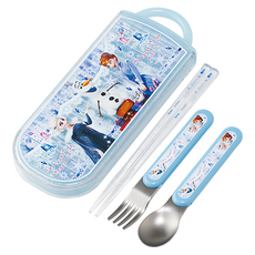 Skater 銀離子兒童餐具三件組, 湯匙 + 叉子 + 筷子 + 收納盒, 冰雪奇緣, 1組