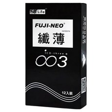 Fuji Latex 纖薄003 保險套 亮黑, 12個, 1盒
