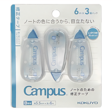 KOKUYO 國譽 Campus修正帶 5.5mm x 6m 3個裝, 藍色, 1個