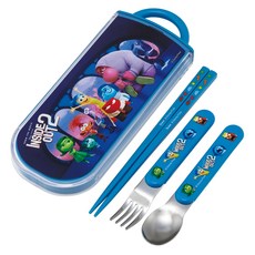 Skater AG抗菌3合1餐具組, 筷子 + 叉子 + 湯匙 + 筷盒, 腦筋急轉彎2, 1套