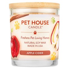 PET HOUSE 室內除臭寵物香氛蠟燭 蘋果西打, 100%天然黃豆蠟, 美國製, 持續使用時間長達60小時以上, 255g, 1罐