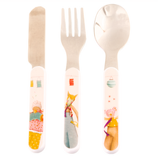 Moulin Roty 安全餐具禮盒 Set 三件組 塑膠/不鏽鋼材質, 不適用, 湯匙、叉子、勺子, 1組