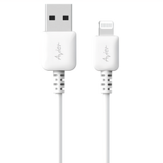 Avier COLOR MIX USB A-Lightning 高速充電傳輸線, 30cm, 白色, 1條