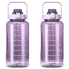 小麥購物 運動水壺 帶時間刻度 C222, 紫色, 2L, 2個