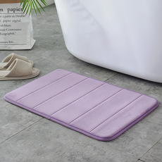 珊瑚絨記憶地墊, 80 x 50cm, 淺紫色, 柔軟吸水防滑, 1個