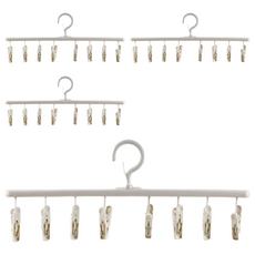 八夾衣架 一字型 PP材質 可360度旋轉 衣夾可拆 防風不掉落, 白色, 4個